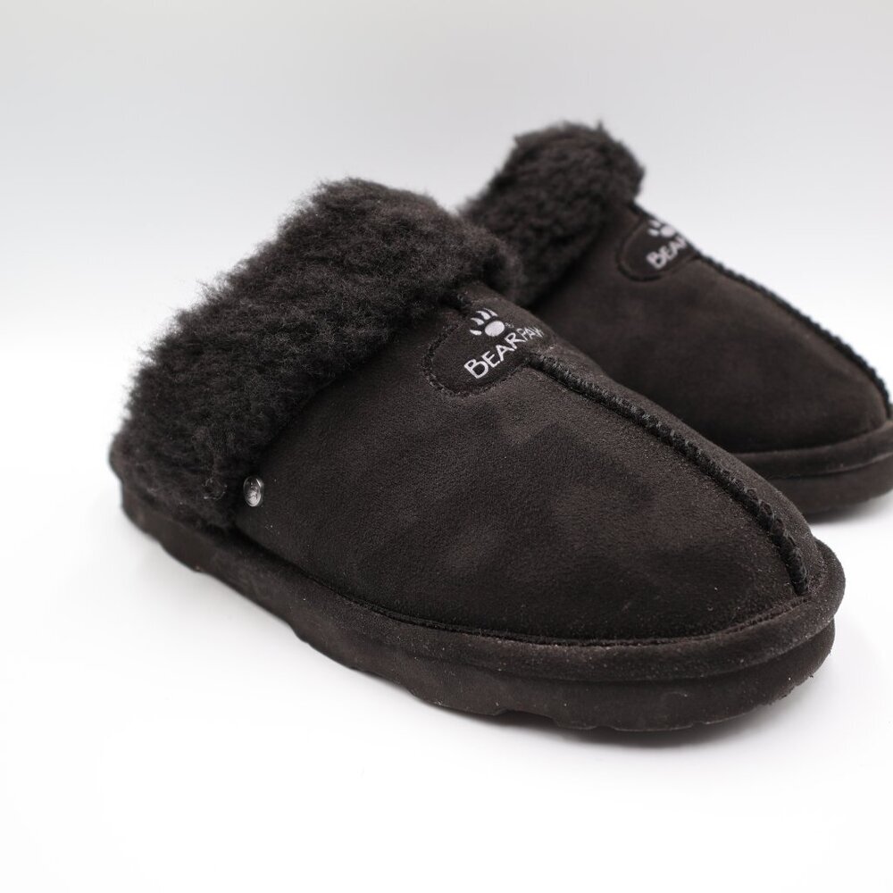 Bearpaw Loki II Womens Size 8 Black Casual Comfort Slide On Slippers Shoes